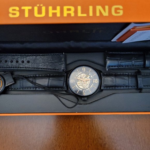Stuhrling Delphi 992 Automatic 42mm Skeleton (Black) - Picture 1 of 4
